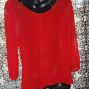 A. Byer Tops - Sheer Red Blouse A. Byer Tops - Sheer Red Blouse